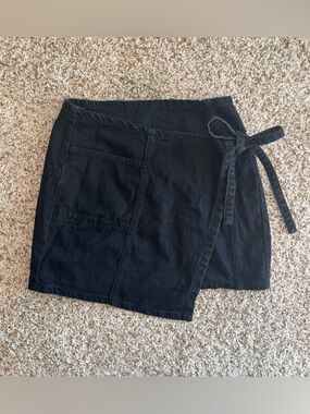 BDG Black Wrap Mini Skirt Tie Front Utility Denim Size L